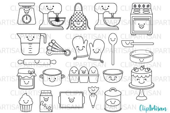 Download Kawaii Baking Digital Stamps, Bakery - Digital stamps Collection