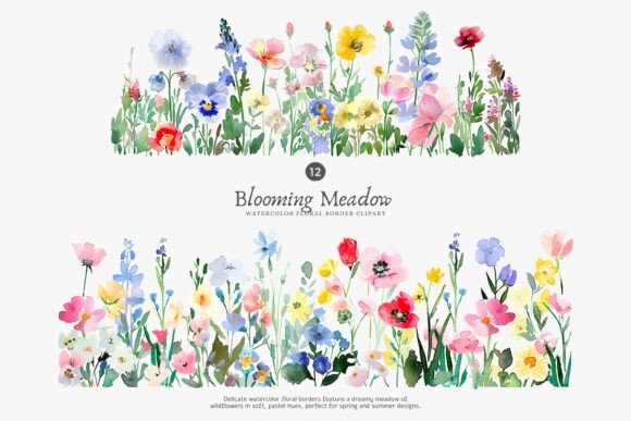 Download Watercolor Flowers Floral Border Set - Floral border Collection
