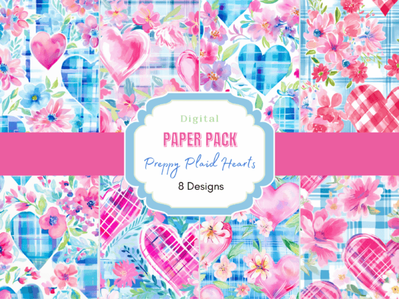 Download Plaid Hearts Valentines Digital Paper - Premium Resources