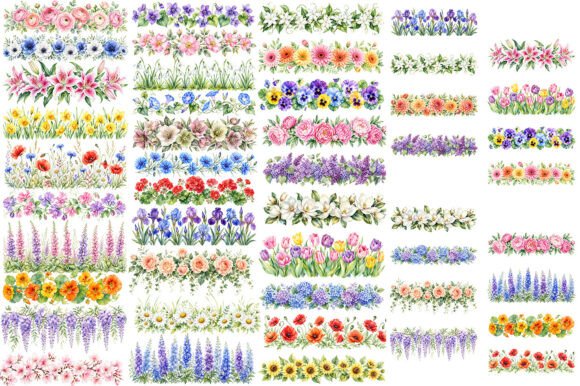 Download Watercolor Floral Border Sublimation PNG - Floral border Collection