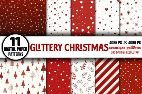 Download Glittery Christmas Digital Paper Pack - Christmas digital paper pack Collection