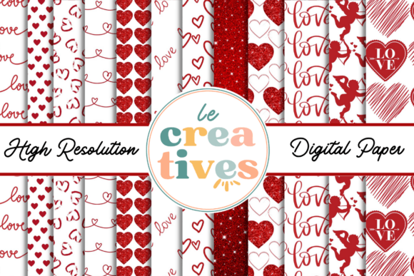 Download RED GLITTER VALENTINES DIGITAL PAPER - Premium Bundle