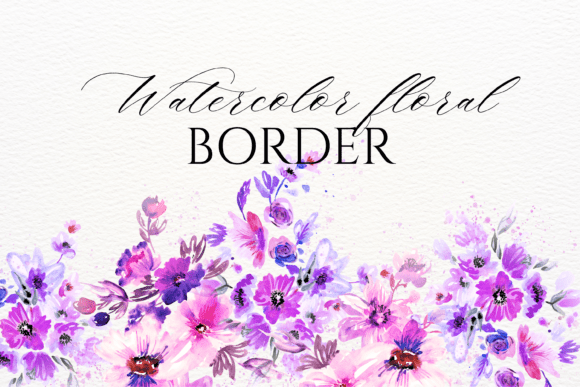Download Watercolor Purple Floral Border PNG - Premium Resources