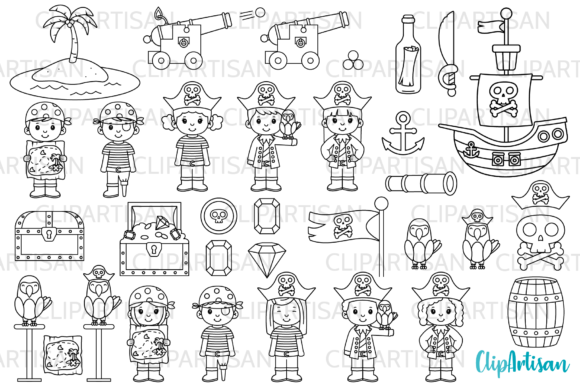 Download Pirate Clip Art, Pirates Digital Stamps - Digital stamps Collection