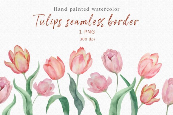 Download Watercolor Pink Tulips Floral Border - Floral border Collection