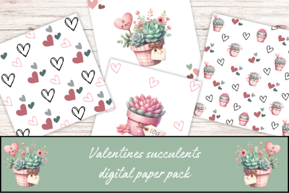 Download Valentines Digital Paper Pack Succulents - Premium Resources