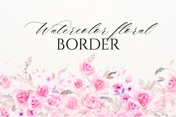 Download Watercolor Pink Roses Floral Border PNG - Premium Resources