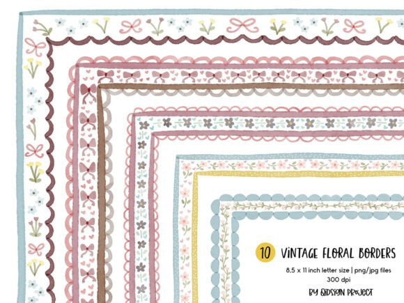 Download Vintage Floral Border Watercolor PNG - Floral border Collection