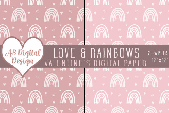Download Valentine's Digital Paper, Boho Rainbows - Premium Resources